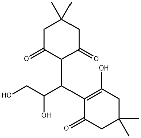 2-[2,3-dihydroxy-1-(2-hydroxy-4,4-dimethyl-6-oxo-1-cyclohexen-1-yl)propyl]-5,5-dimethyl-1,3-cyclohexanedione Struktur