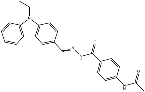 N-[4-({2-[(9-ethyl-9H-carbazol-3-yl)methylene]hydrazino}carbonyl)phenyl]acetamide Struktur