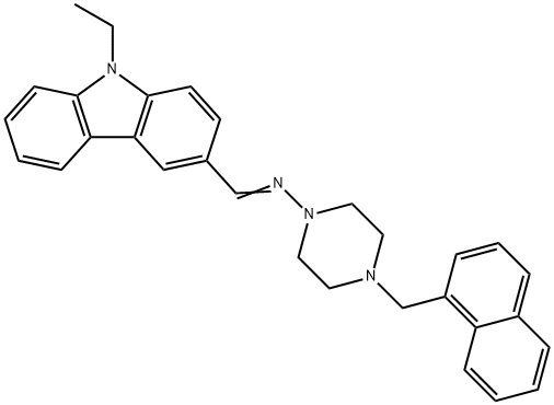 N-[(9-ethyl-9H-carbazol-3-yl)methylene]-N-[4-(1-naphthylmethyl)-1-piperazinyl]amine Struktur