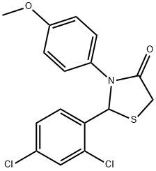 2-(2,4-dichlorophenyl)-3-(4-methoxyphenyl)-1,3-thiazolidin-4-one Struktur