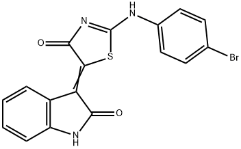 3-{2-[(4-bromophenyl)imino]-4-oxo-1,3-thiazolidin-5-ylidene}-1,3-dihydro-2H-indol-2-one Struktur