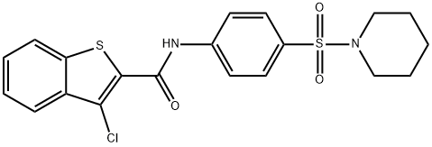 3-chloro-N-[4-(1-piperidinylsulfonyl)phenyl]-1-benzothiophene-2-carboxamide Struktur