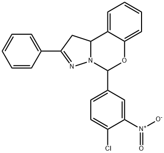 5-{4-chloro-3-nitrophenyl}-2-phenyl-1,10b-dihydropyrazolo[1,5-c][1,3]benzoxazine Struktur