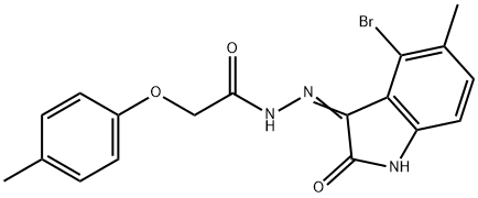 N'-(4-bromo-5-methyl-2-oxo-1,2-dihydro-3H-indol-3-ylidene)-2-(4-methylphenoxy)acetohydrazide Struktur