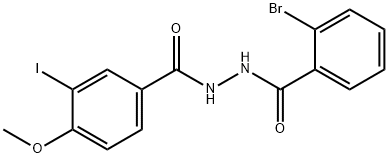 2-bromo-N'-(3-iodo-4-methoxybenzoyl)benzohydrazide Struktur