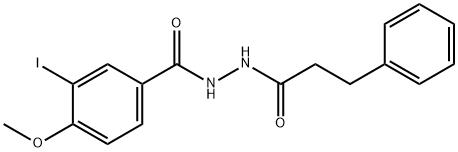 3-iodo-4-methoxy-N'-(3-phenylpropanoyl)benzohydrazide Struktur