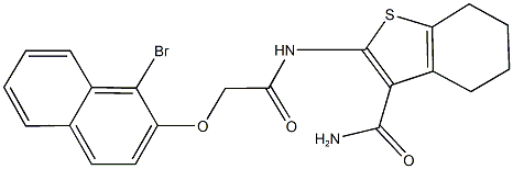 2-({[(1-bromo-2-naphthyl)oxy]acetyl}amino)-4,5,6,7-tetrahydro-1-benzothiophene-3-carboxamide Struktur