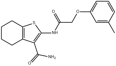 2-{[(3-methylphenoxy)acetyl]amino}-4,5,6,7-tetrahydro-1-benzothiophene-3-carboxamide Struktur