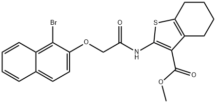 methyl 2-({[(1-bromo-2-naphthyl)oxy]acetyl}amino)-4,5,6,7-tetrahydro-1-benzothiophene-3-carboxylate Struktur