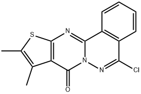 5-chloro-9,10-dimethyl-8H-thieno[2',3':4,5]pyrimido[2,1-a]phthalazin-8-one Struktur