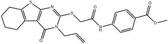 methyl 4-({[(3-allyl-4-oxo-3,4,5,6,7,8-hexahydro[1]benzothieno[2,3-d]pyrimidin-2-yl)sulfanyl]acetyl}amino)benzoate Struktur