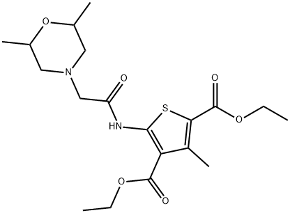 diethyl 5-{[(2,6-dimethyl-4-morpholinyl)acetyl]amino}-3-methyl-2,4-thiophenedicarboxylate Struktur