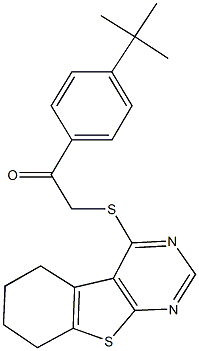 1-(4-tert-butylphenyl)-2-(5,6,7,8-tetrahydro[1]benzothieno[2,3-d]pyrimidin-4-ylsulfanyl)ethanone Struktur