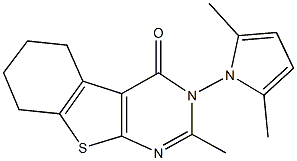 3-(2,5-dimethyl-1H-pyrrol-1-yl)-2-methyl-5,6,7,8-tetrahydro[1]benzothieno[2,3-d]pyrimidin-4(3H)-one Struktur