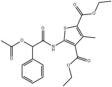 diethyl 5-{[(acetyloxy)(phenyl)acetyl]amino}-3-methyl-2,4-thiophenedicarboxylate Struktur