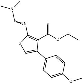 ethyl 2-{[(dimethylamino)methylene]amino}-4-(4-methoxyphenyl)-3-thiophenecarboxylate Struktur