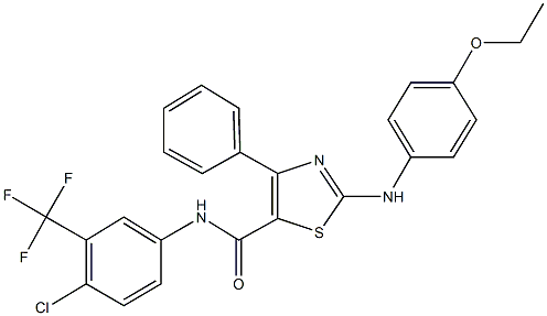 N-[4-chloro-3-(trifluoromethyl)phenyl]-2-(4-ethoxyanilino)-4-phenyl-1,3-thiazole-5-carboxamide Struktur