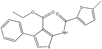 ethyl 2-[(5-methyl-2-furoyl)amino]-4-phenyl-3-thiophenecarboxylate Struktur