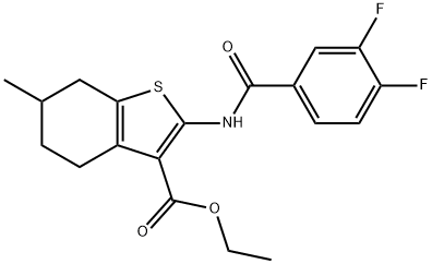 ethyl 2-[(3,4-difluorobenzoyl)amino]-6-methyl-4,5,6,7-tetrahydro-1-benzothiophene-3-carboxylate Struktur