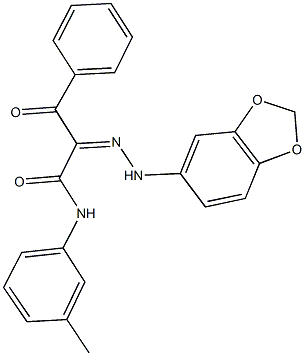 2-(1,3-benzodioxol-5-ylhydrazono)-N-(3-methylphenyl)-3-oxo-3-phenylpropanamide Struktur