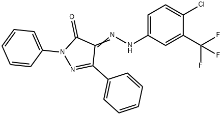 1,3-diphenyl-1H-pyrazole-4,5-dione 4-{[4-chloro-3-(trifluoromethyl)phenyl]hydrazone} Struktur