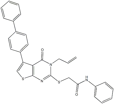 2-[(3-allyl-5-[1,1'-biphenyl]-4-yl-4-oxo-3,4-dihydrothieno[2,3-d]pyrimidin-2-yl)sulfanyl]-N-phenylacetamide Struktur