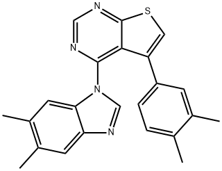 4-(5,6-dimethyl-1H-benzimidazol-1-yl)-5-(3,4-dimethylphenyl)thieno[2,3-d]pyrimidine Struktur