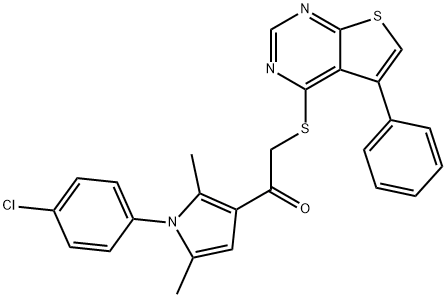 1-[1-(4-chlorophenyl)-2,5-dimethyl-1H-pyrrol-3-yl]-2-[(5-phenylthieno[2,3-d]pyrimidin-4-yl)sulfanyl]ethanone Struktur