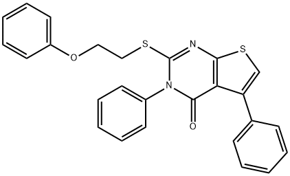 2-[(2-phenoxyethyl)sulfanyl]-3,5-diphenylthieno[2,3-d]pyrimidin-4(3H)-one Struktur