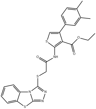 ethyl 4-(3,4-dimethylphenyl)-2-{[([1,2,4]triazolo[3,4-b][1,3]benzothiazol-3-ylsulfanyl)acetyl]amino}-3-thiophenecarboxylate Struktur