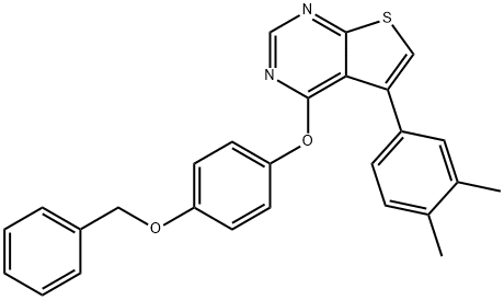 4-[4-(benzyloxy)phenoxy]-5-(3,4-dimethylphenyl)thieno[2,3-d]pyrimidine Struktur