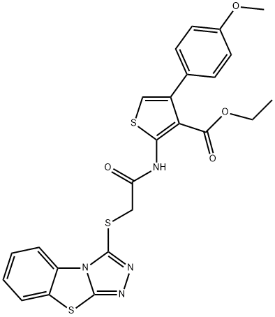 ethyl 4-(4-methoxyphenyl)-2-{[([1,2,4]triazolo[3,4-b][1,3]benzothiazol-3-ylsulfanyl)acetyl]amino}-3-thiophenecarboxylate Struktur