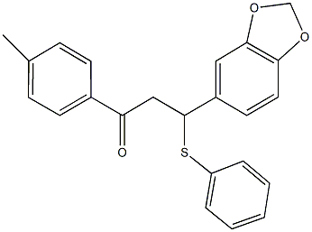 3-(1,3-benzodioxol-5-yl)-1-(4-methylphenyl)-3-(phenylsulfanyl)-1-propanone Struktur