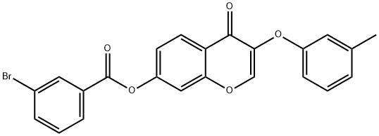 3-(3-methylphenoxy)-4-oxo-4H-chromen-7-yl 3-bromobenzoate Struktur