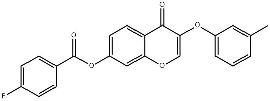 3-(3-methylphenoxy)-4-oxo-4H-chromen-7-yl 4-fluorobenzoate Struktur