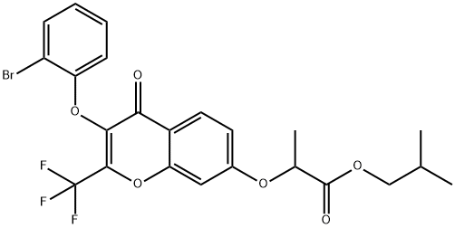 isobutyl 2-{[3-(2-bromophenoxy)-4-oxo-2-(trifluoromethyl)-4H-chromen-7-yl]oxy}propanoate Struktur