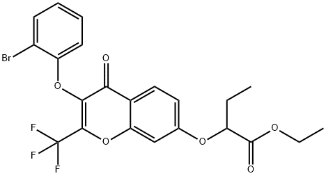 ethyl 2-{[3-(2-bromophenoxy)-4-oxo-2-(trifluoromethyl)-4H-chromen-7-yl]oxy}butanoate Struktur