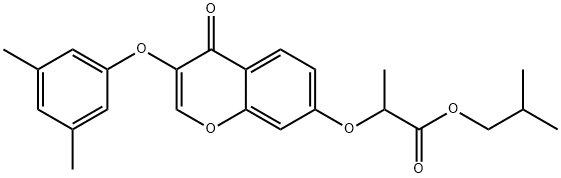 isobutyl 2-{[3-(3,5-dimethylphenoxy)-4-oxo-4H-chromen-7-yl]oxy}propanoate Struktur