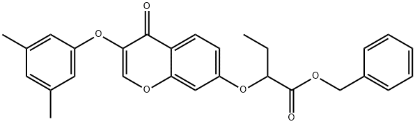 benzyl 2-{[3-(3,5-dimethylphenoxy)-4-oxo-4H-chromen-7-yl]oxy}butanoate Struktur