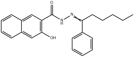 3-hydroxy-N'-(1-phenylhexylidene)-2-naphthohydrazide Struktur