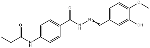 N-(4-{[2-(3-hydroxy-4-methoxybenzylidene)hydrazino]carbonyl}phenyl)propanamide Struktur