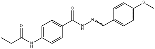 N-[4-({2-[4-(methylsulfanyl)benzylidene]hydrazino}carbonyl)phenyl]propanamide Struktur