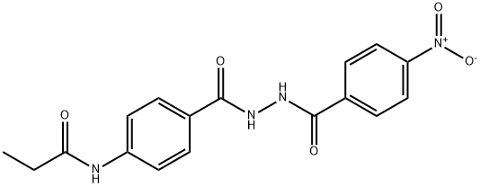 N-{4-[(2-{4-nitrobenzoyl}hydrazino)carbonyl]phenyl}propanamide Struktur