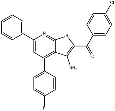 [3-amino-4-(4-fluorophenyl)-6-phenylthieno[2,3-b]pyridin-2-yl](4-chlorophenyl)methanone Struktur