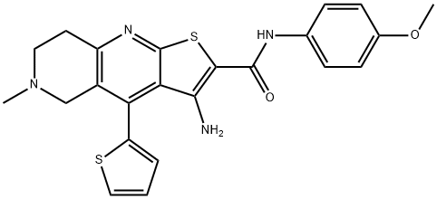 3-amino-N-(4-methoxyphenyl)-6-methyl-4-(2-thienyl)-5,6,7,8-tetrahydrothieno[2,3-b][1,6]naphthyridine-2-carboxamide Struktur