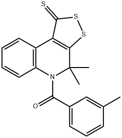 4,4-dimethyl-5-(3-methylbenzoyl)-4,5-dihydro-1H-[1,2]dithiolo[3,4-c]quinoline-1-thione Struktur