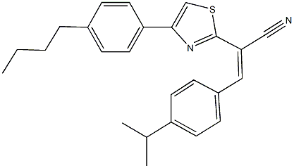 2-[4-(4-butylphenyl)-1,3-thiazol-2-yl]-3-(4-isopropylphenyl)acrylonitrile Struktur