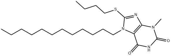 8-(butylsulfanyl)-7-dodecyl-3-methyl-3,7-dihydro-1H-purine-2,6-dione Struktur