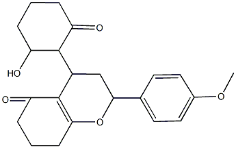 4-(2-hydroxy-6-oxocyclohexyl)-2-(4-methoxyphenyl)-2,3,4,6,7,8-hexahydro-5H-chromen-5-one Struktur