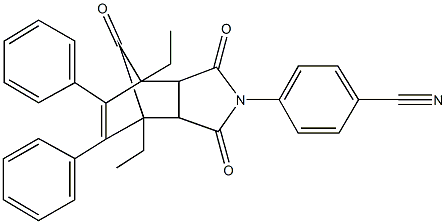 4-(1,7-diethyl-3,5,10-trioxo-8,9-diphenyl-4-azatricyclo[5.2.1.0~2,6~]dec-8-en-4-yl)benzonitrile Struktur